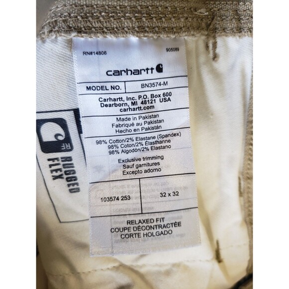 Carhartt Rugged Flex Relaxed Fit Canvas Cargo Work Pant Brown 32x32 BN3574-M - Picture 7 of 15